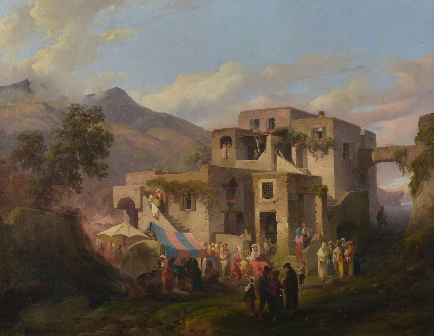 Veduta di villaggio con figure